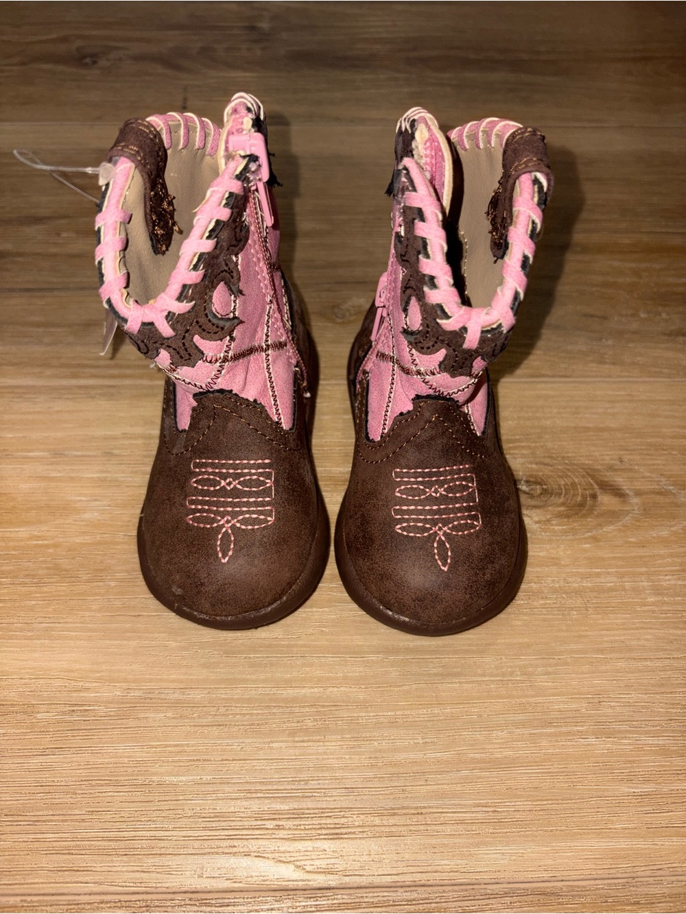 Roper Infant Pink & Brown Western Cowboy Boots Size 3 Baby Cowgirl NWT